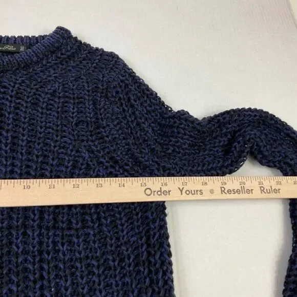 Zara Womens Cable Knit Tunic Sweater Black Blue Long Sleeve Pullover S Small - Picture 8 of 11